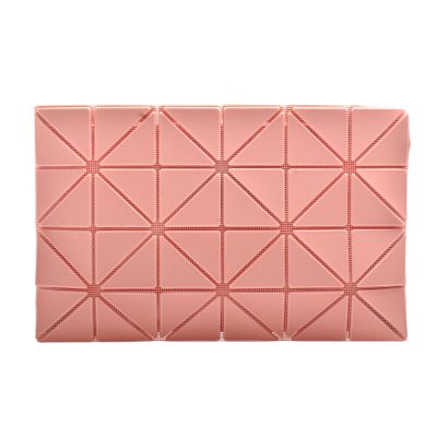 ISSEY MIYAKE 三宅一生BAOBAO雙色幾何方格6X4拉鍊手拿包(粉橘色)