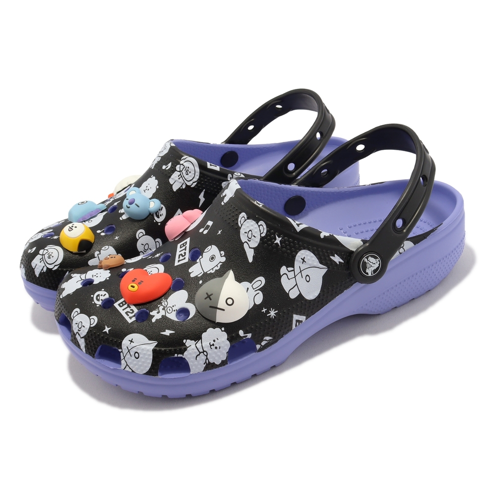 Crocs 涼拖鞋Classic Line Friends BT21 Clog 男鞋女鞋紫黑BT21