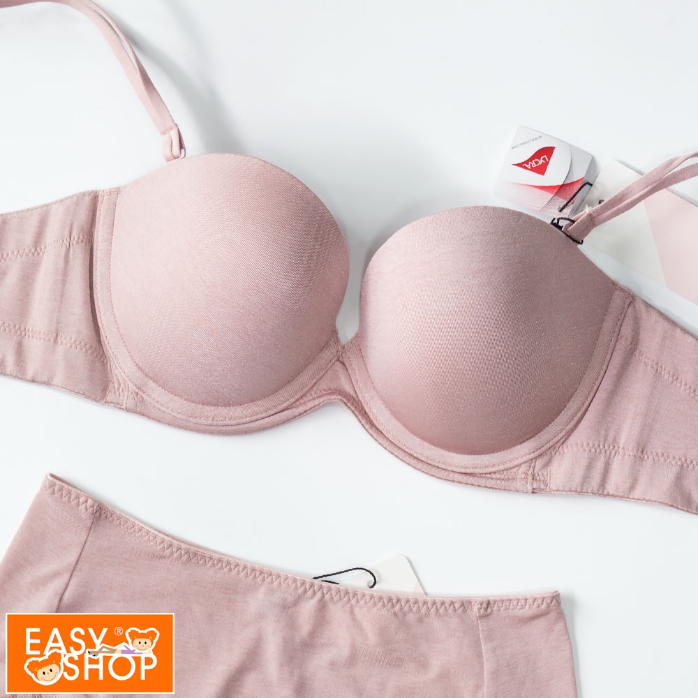 EASY SHOP-漫步素体美人 半罩款B-D罩內衣(藕芋色)