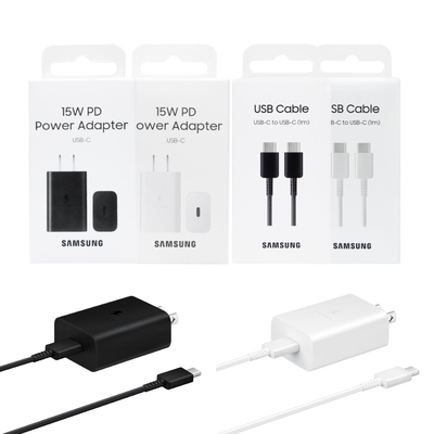 SAMSUNG 原廠 15W快充旅充組1m - 盒裝 (含充電器T1510+3A 雙Type C線DA705)