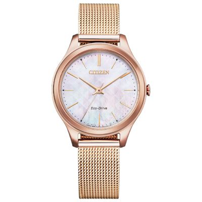 CITIZEN星辰 LADYS 亞洲限定心動菱格紋光動能女錶-EM0508-80Y-32mm