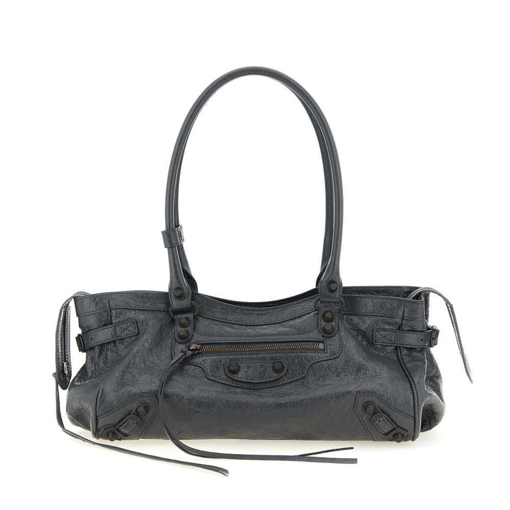 Balenciaga 巴黎世家 Le City East West 羊皮 肩背包 腋下包 火山岩色 灰色 8676672ABEK1251
