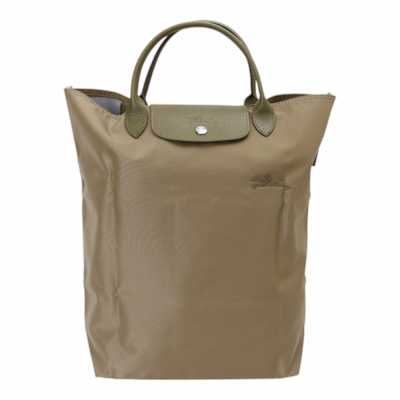 LONGCHAMP  LE PLIAGE 尼龍直式手提包(褐綠色)大款