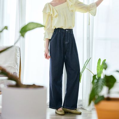 OB嚴選-棉質鬆緊腰寬鬆牛仔褲(版型偏大)《BA7256-》