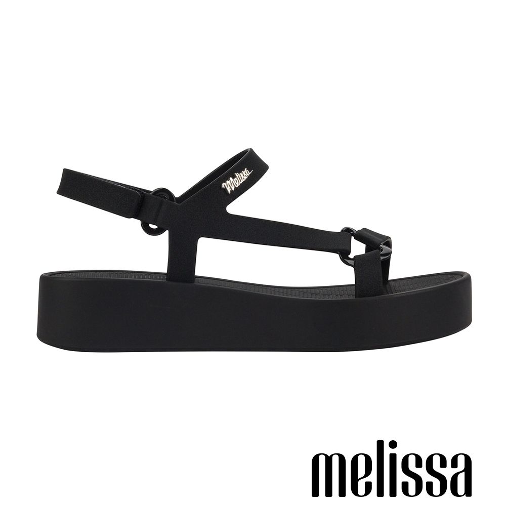Melissa-三角扣環工字涼鞋-黑色