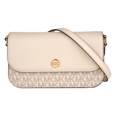 MICHAEL KORS-MK 撞色防刮PVC 磁釦斜背包(白x米白)