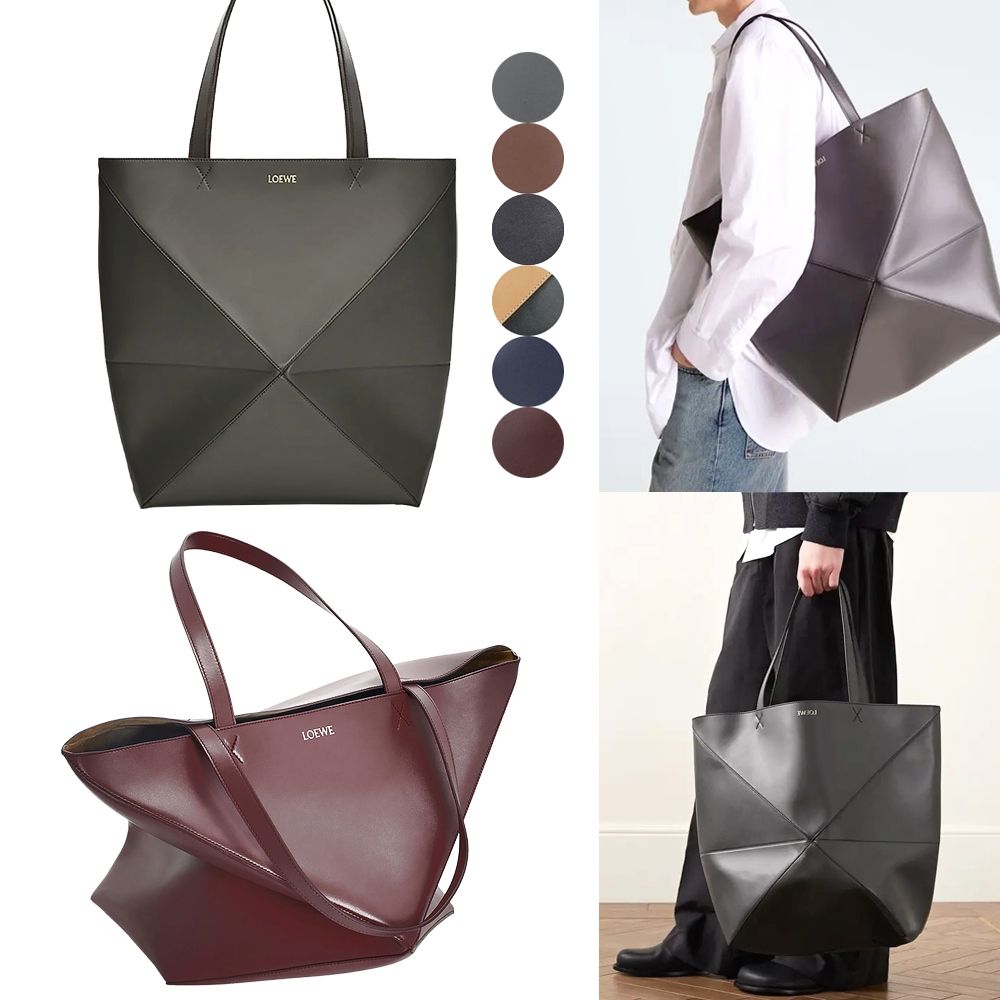 LOEWE 羅威 Puzzle Fold 大型 可折疊切線牛皮/帆布拼圖包 托特包-多色可選
