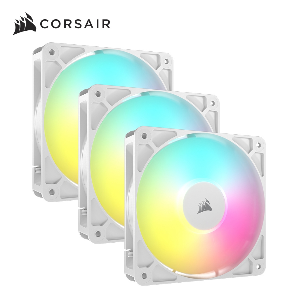 海盜船Corsair RS120 ARGB機殼風扇(白)【三入組】