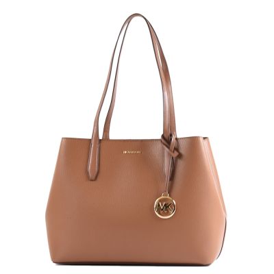 MICHAEL KORS Avalon 鵝卵石紋磁釦變型托特包-焦糖色/中