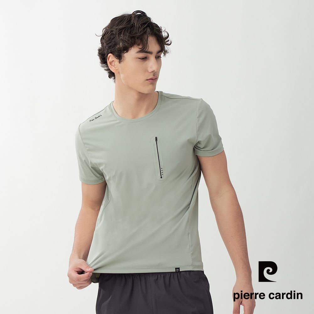 PierreCardin皮爾卡登 網路獨家 男款 冰絲速乾短袖T恤(多色任選) (青灰色)