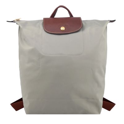 LONGCHAMP LE PLIAGE系列再生尼龍摺疊後背包(中/小石子灰)