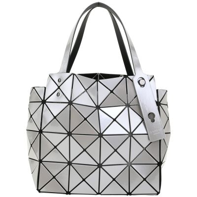 ISSEY MIYAKE 三宅一生 BAOBAO 4x4 亮面幾何手提/肩背包(淺銀灰)