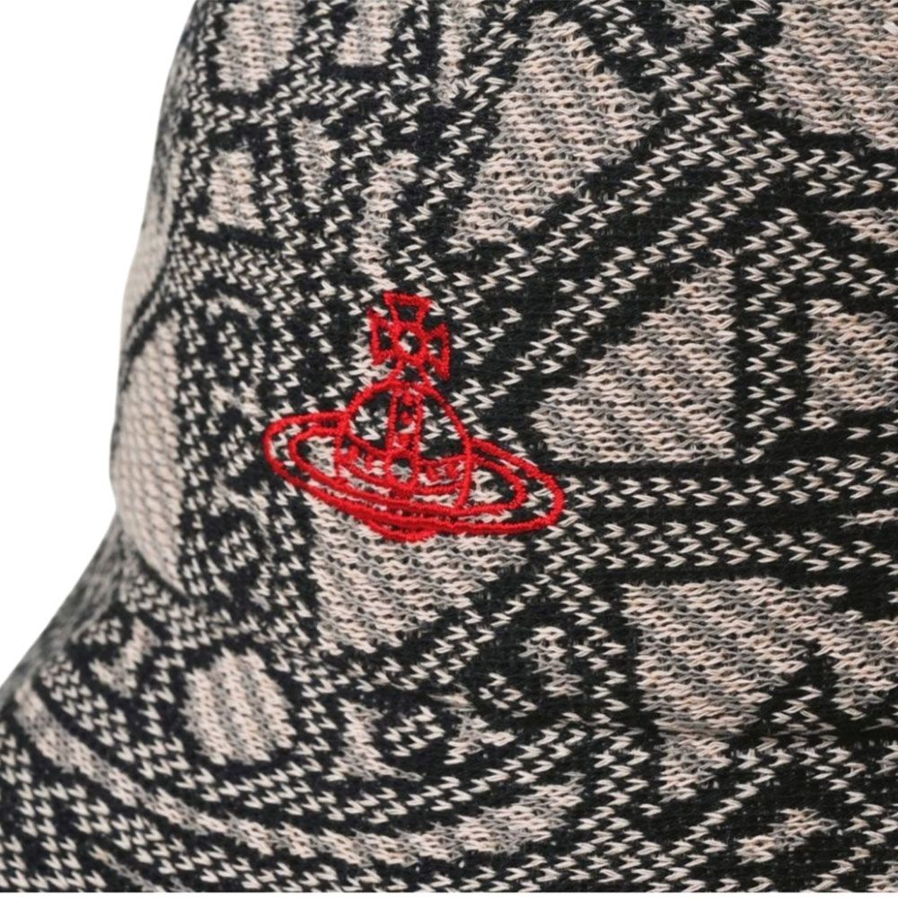 Vivienne Westwood 日本製品牌行星LOGO圖騰刺繡棉混造水桶帽(灰色系