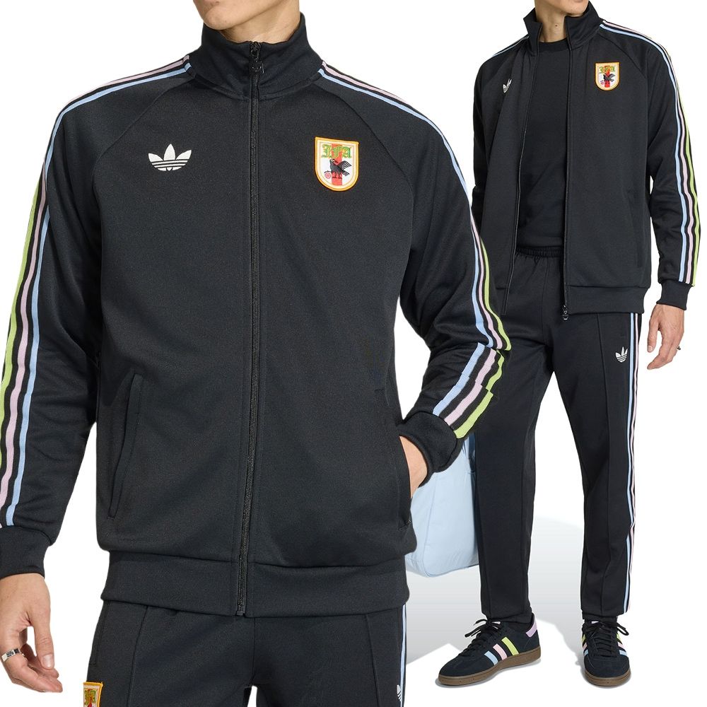 大盃　18寸 Adidas Jfa Og Tt 男款黑色足球世界盃日本拉鍊夾克休閒外套KA1519