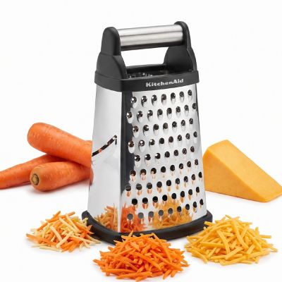 《KitchenAid》美國 收納盒+4in1止滑筒形刨刀(黑26cm) | 刨絲刀 切絲器 刨絲器