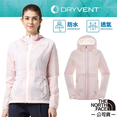 6折【美國 The North Face】女款 防風防水透氣連帽外套.夾克/風雨衣/DryVent 全壓膠.非Gore Tex/ 3CHS-FN4 粉櫻白 V