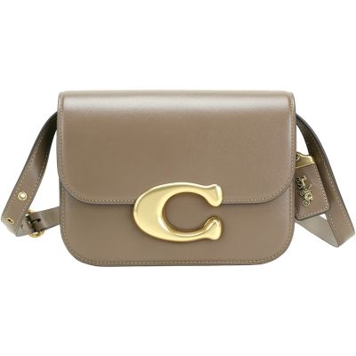 COACH IDOL C字扣亮面牛皮雙背帶肩/斜背風琴包(深石灰色)