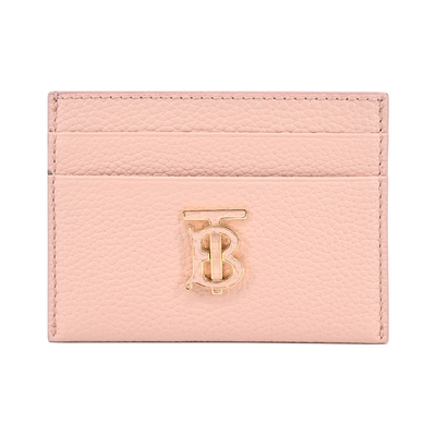 BURBERRY 巴寶莉 TB LOGO 粒面皮革卡片夾(粉色)
