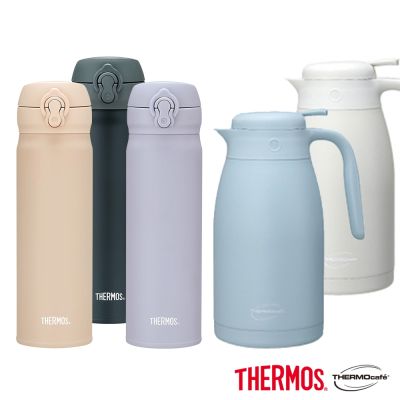 THERMOS膳魔師 (超值組) 不鏽鋼超輕量彈蓋真空保溫瓶500ml+凱菲保溫壺2000ml(JNL-504+TCTP-2000)