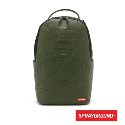 SPRAYGROUND-簡約壓紋鋸齒鯊大容量後背包-綠色