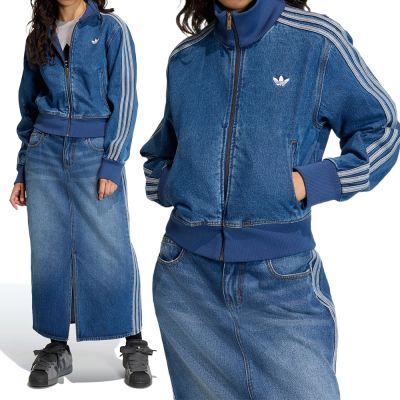 Adidas Firebird TT D 女款 藍色 丹寧 立領 運動 休閒 牛仔 外套 KD2913