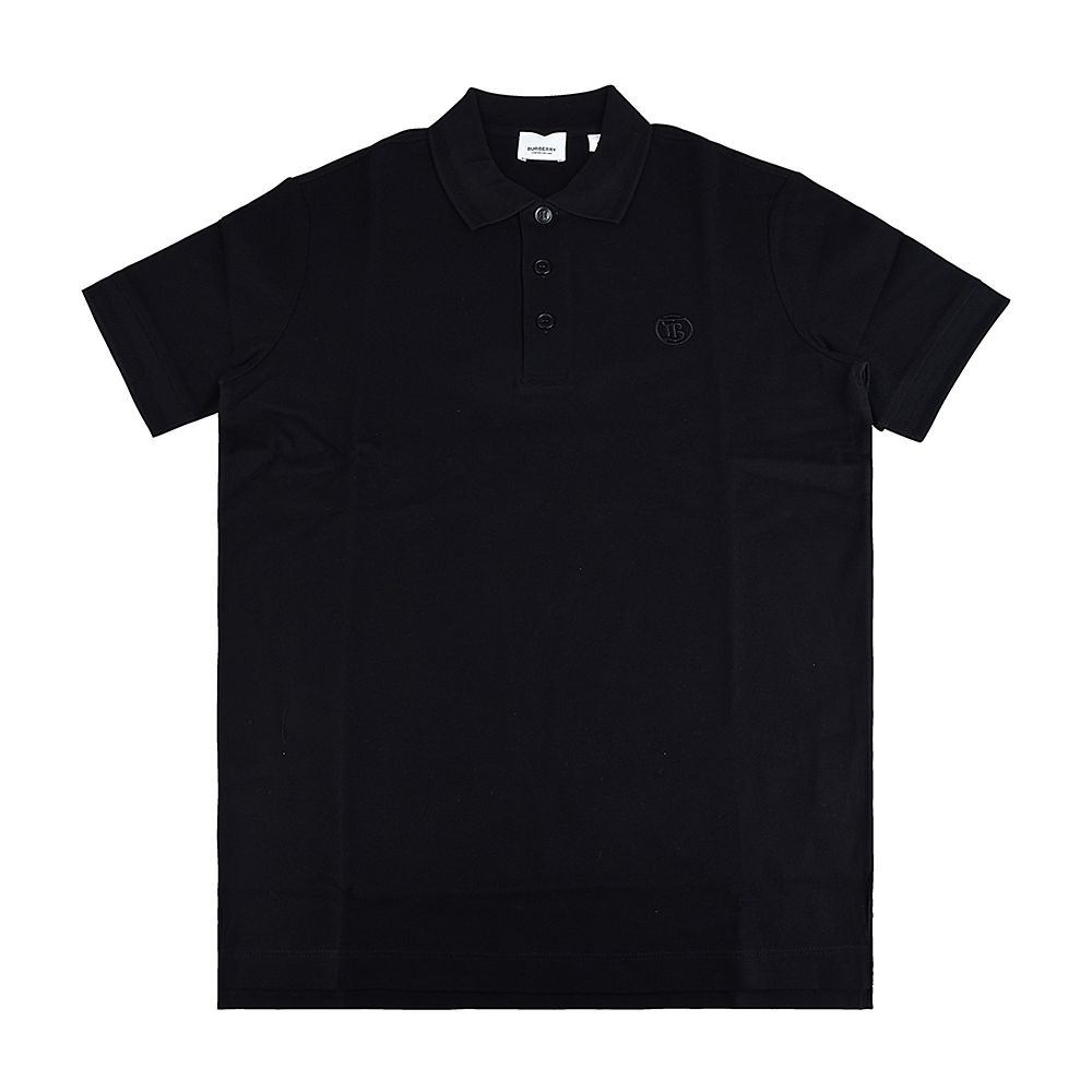 BURBERRY 巴寶莉  TB藝術字體LOGO設計純棉短袖POLO衫(男款/黑)