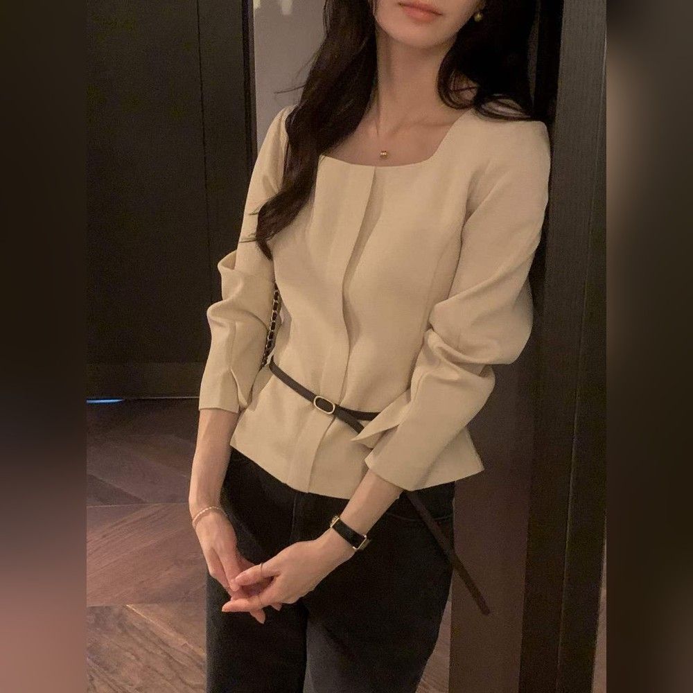 正韓女上衣 沃爾巴長袖襯衫OSR1109-創翊韓都