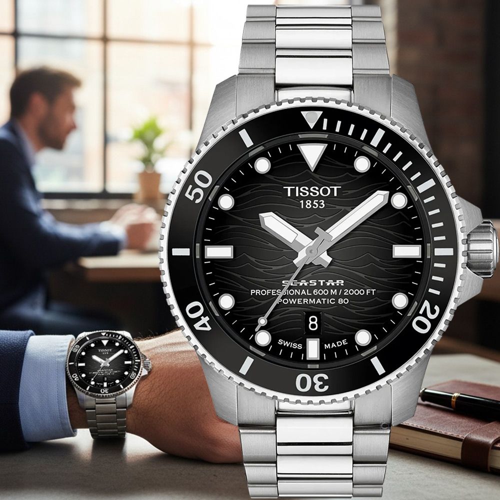 TISSOT 天梭 官方授權 Seastar  professional  海星 專業潛水機械錶 男錶 手錶-T1209071105100