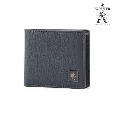 PORTER INTERNATIONAL - 法式精緻BEND真皮雙折零錢短夾 - 沉靜灰