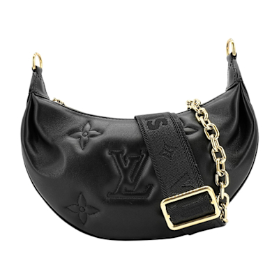 LOUIS VUITTON路易威登 二手品 Louis Vuitton LV路易威登 Over The Moon鏈帶斜背半月包(M59799-黑)