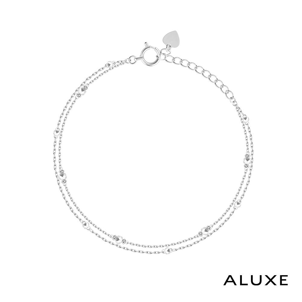 ALUXE 亞立詩 18K金 K金手鍊 小圓珠雙鍊 白金 BR0207