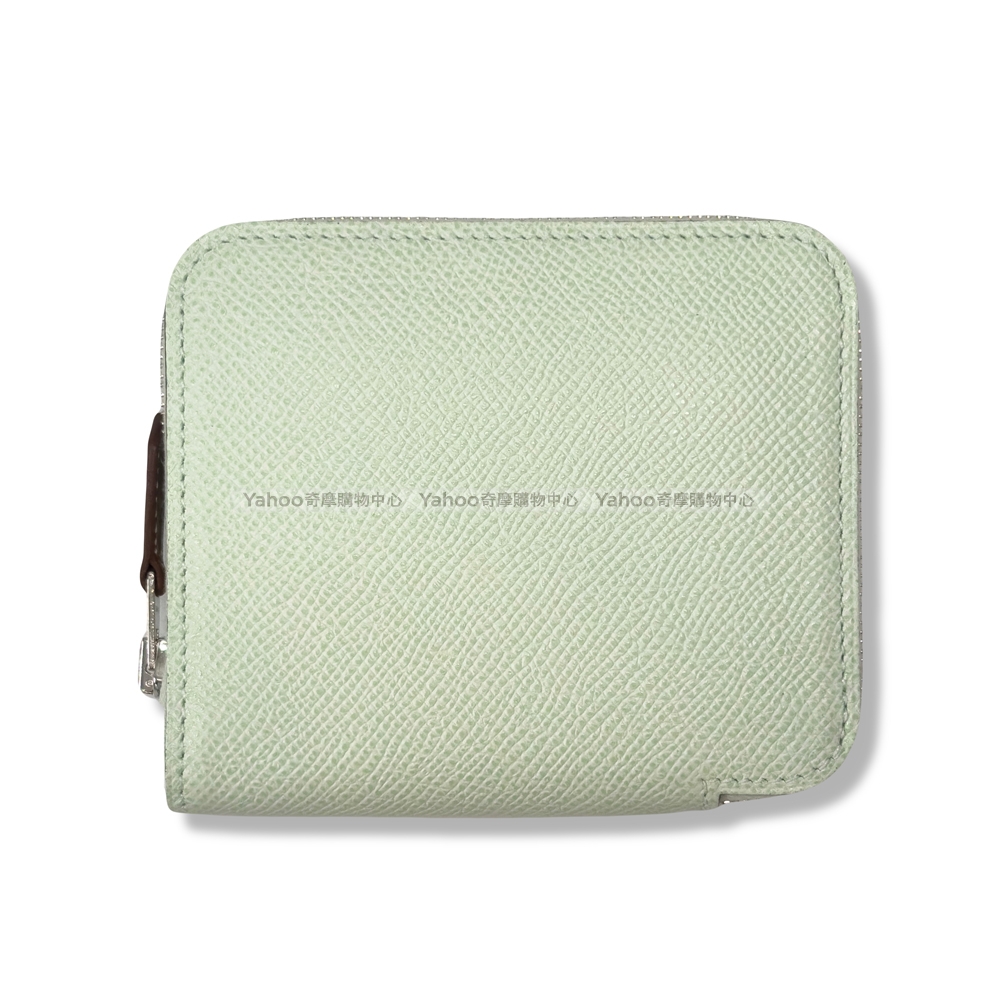 HERMES 愛馬仕絲巾短夾( 淺綠Vert Fizz x 自由的狗兒En Liberte