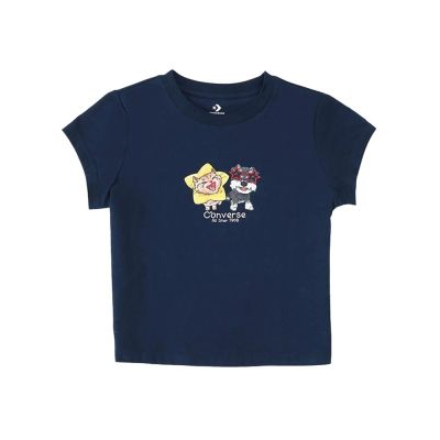 Converse Pets Graphic Baby Fit Tee 女款 深藍色 休閒 上衣 短袖 WCJ771-695