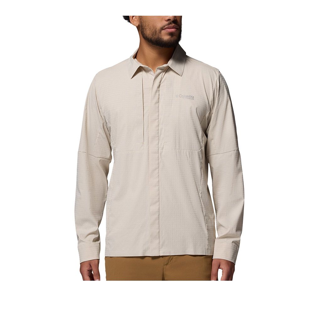 Columbia 哥倫比亞 男款-超防曬UPF50酷涼長袖襯衫-Ridge Ascent Woven LS-淺卡其(UAE28990HI/KS)