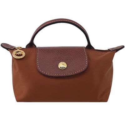 LONGCHAMP LE PLIAGE系列再生尼龍手提化妝包(白蘭地酒)