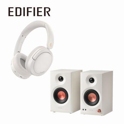 EDIFIER MR3 2.0專業監聽喇叭+W800BT Pro 無線降噪耳罩耳機