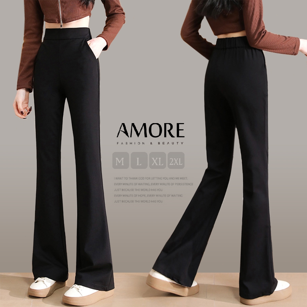 【Amore】通勤百搭多款長褲12款MXXL 直筒褲 喇叭褲 西裝褲女 直筒寬褲 (喇叭褲)