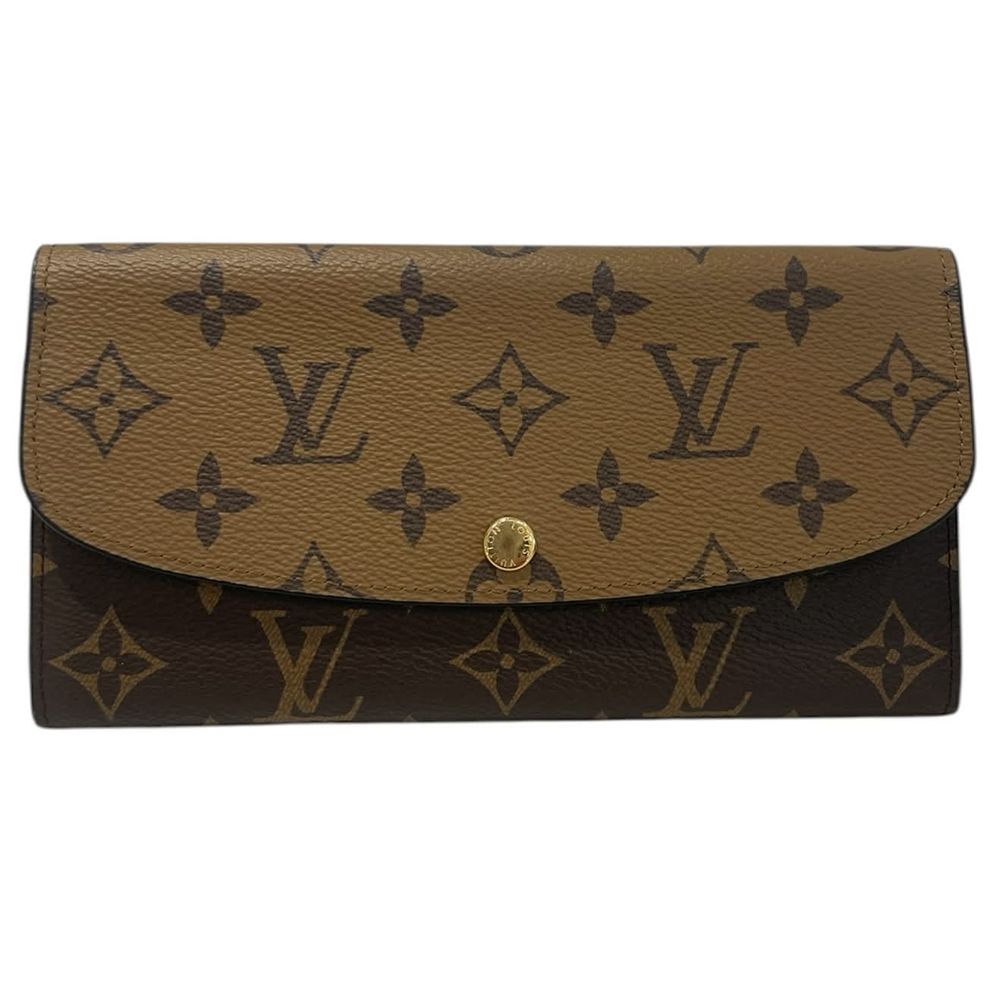 二手品 LV 大LOGO釦式長夾