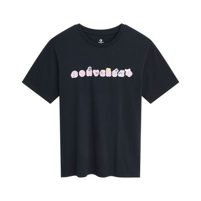 Converse Hello Kitty Sticker Tee 短袖 男女款 黑色 三麗鷗 CVM5T517-BLK