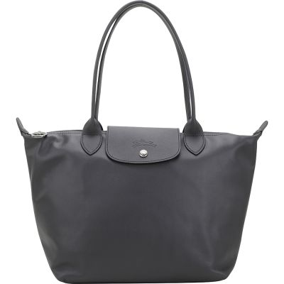 LONGCHAMP Le Pliage Xtra 中型 奔馬烙印牛皮提把水餃包(M/黑色)