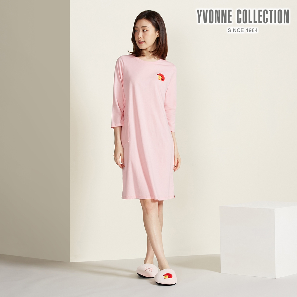 YVONNE 以旺傢飾 莎莉棒球繡花七分袖洋裝（LINE FRIENDS）