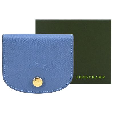 LONGCHAMP ÉPURE系列牛皮壓印翻蓋名片夾(暗灰藍)