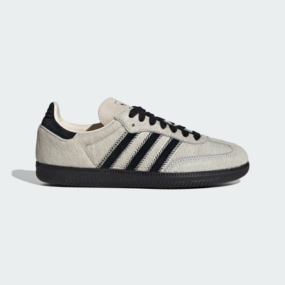 ADIDAS ORIGINALS 愛迪達 阿迪達斯 三葉草 百搭 牛皮革 仿馬毛 女休閒運動鞋-米黑色 SAMBA OG W-JP5329