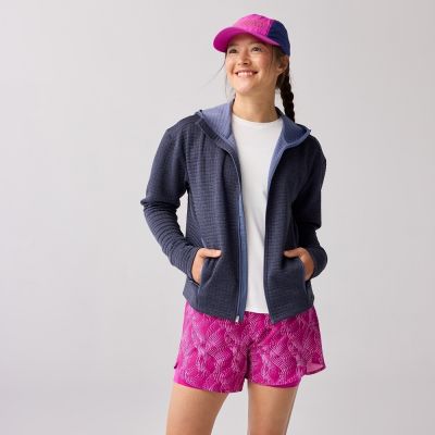BROOKS 女 Activate 活力保暖連帽外套 暗影藍花灰(221684476)