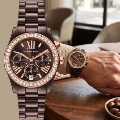 Michael Kors MK Lexington 羅馬三眼計時陶瓷女錶 手錶 周年慶獻禮 送禮推薦-咖啡/38mm MK7638