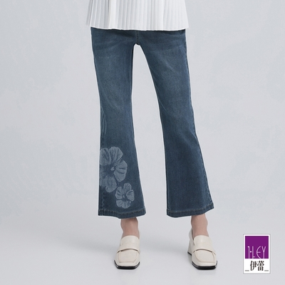 ILEY伊蕾 花漾萊賽爾寬直筒牛仔褲(藍；M-XL)