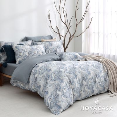 HOYACASA 自然脈動琉璃天絲兩用被床包六件組-嵐砌(加大)
