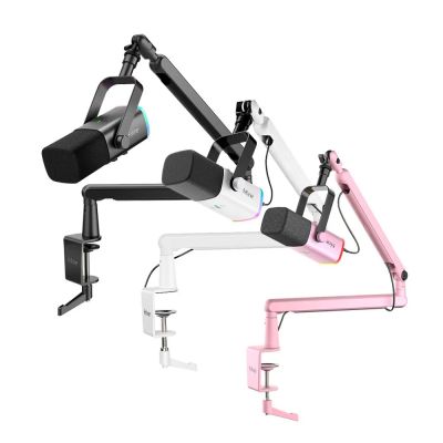 FIFINE TAM8 錄音室等級USB/XLR動圈式RGB麥克風懸臂組(AM8+BM88)黑白粉三色任選