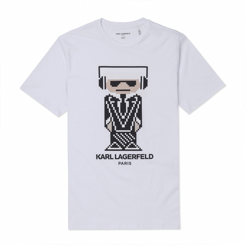 KARL LAGERFELD 老佛爺 熱銷印刷大Logo圖案短袖T恤-白色
