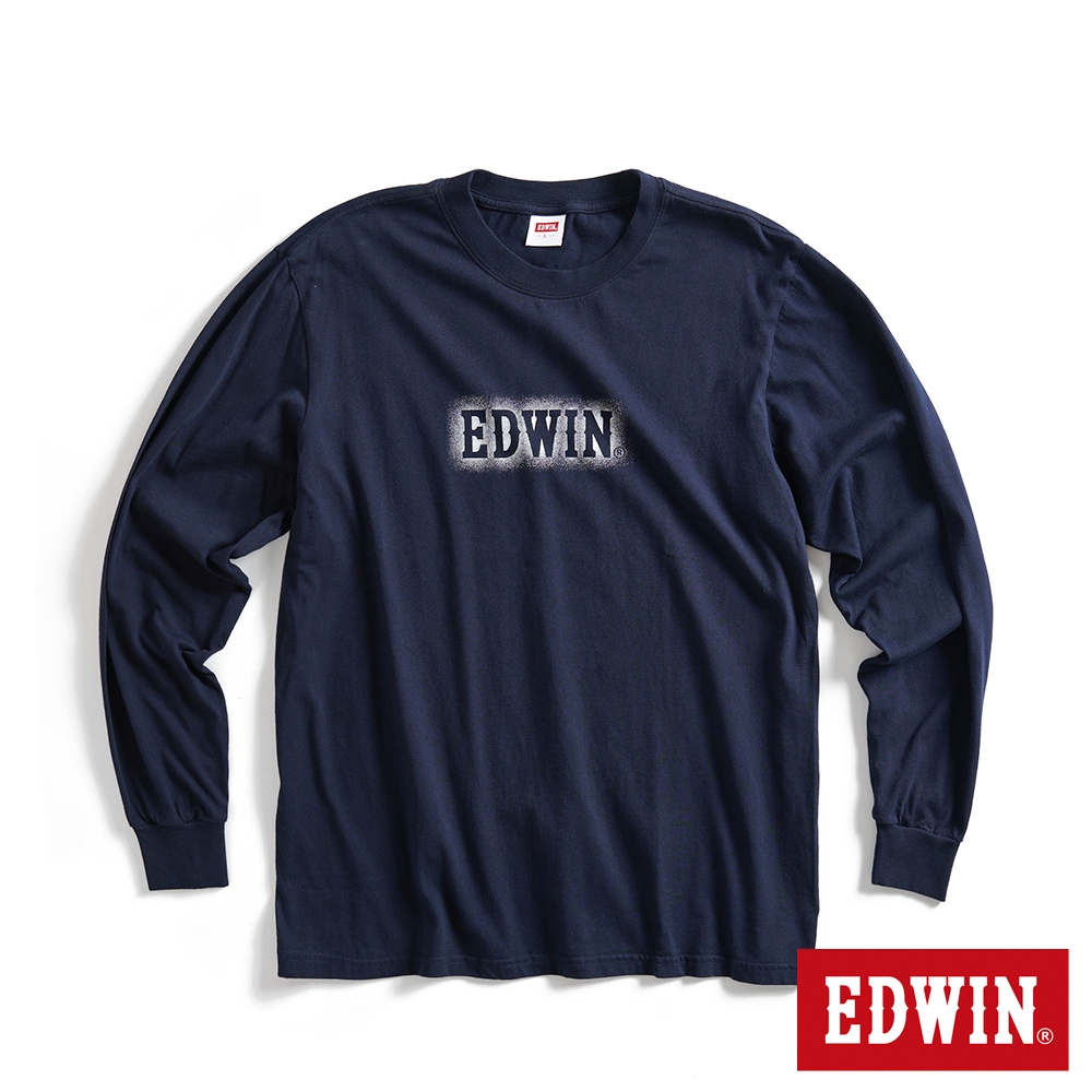 EDWIN 男裝 網路獨家 雜訊LOGO長袖T恤-丈青色